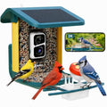 Bird Feeder with Camera Solar Powered, 2K HD Live, AI Bird ID 1.8L | 2.4g WIFI,Bird Instant Alerts, 1.8L Large-Capacity Hopper, Weatherproof Design, Easy Refill, Gift for Bird Lovers Elderly - color: Dark Blue