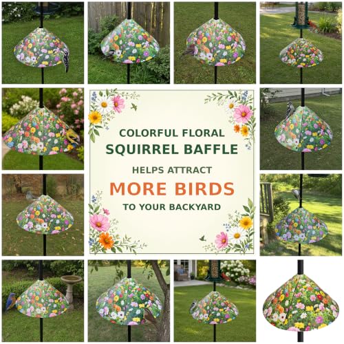 Floral Pattern Squirrel Baffle - Keep Squirrels Away and Attract Birds - Durable Cone - Shaped Squirrel - Proof Guard for Bird Feeders