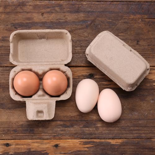 Egg Cartons 2 Count Cheap Bulk 30 Pack, Paper Pulp Egg Carton 2 Cell | Vintage Egg Cartons Containers Easter Style, 1/6 Dozen Sturdy Natural Kraft Holder Box for Storage Fresh Chicken Huevo