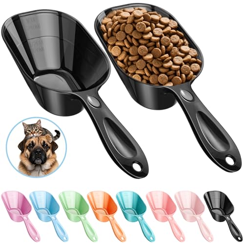 Food Scoop With Measuring Lines 2 Pack Black For Dog, Cat, Puppy, Coffee Bean, Flour Scoop, Ice - color: Black