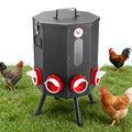 Automatic Chicken Feeder 8 Feeding Ports, 50lbs No-Waste Gravity Poultry Feeder 8 Feeding Ports with Rainproof Lid, Rodent-Proof Large Capacity Metal Chicken Feeder for Hens, Ducks, Birds