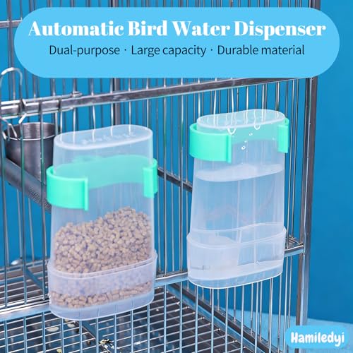 Automatic Bird Water Dispenser Parrot Water Feeder Bird Seed Food Container Parakeet Waterer Cockatiel Cage Accessories Automatic Feeding for Finch Lovebird Canary Small Birds(2Pcs) - color: Clear, size: 2Pcs