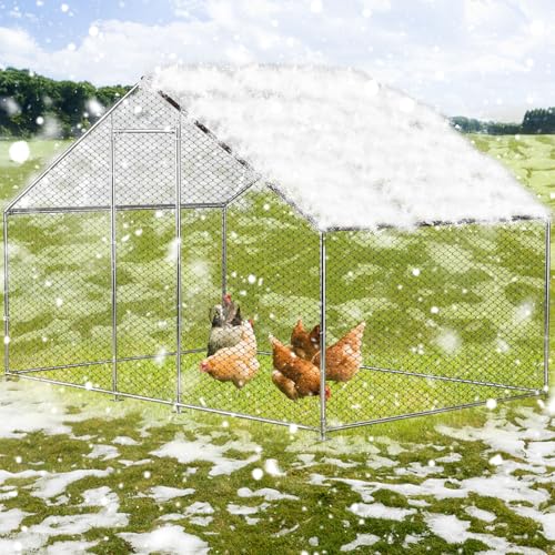 6.6x13 Ft Chicken Coop Cover with 10 Pcs Ball Bungees Cords Transparent Waterproof Material Protection from Sun Rain Snow and Low Temperature