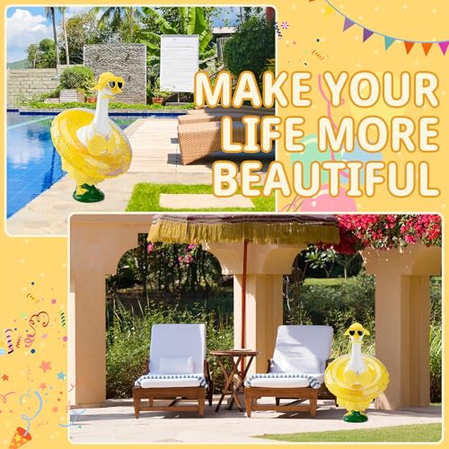 Hawaiian Goose Outfit Summer Porch Goose Outfits Bikini Clothes for 23" 17" Cement Plastic Goose Cute Duck Costume for Outdoor Garden Yard Decor(6PCS) - style: Hawaiian