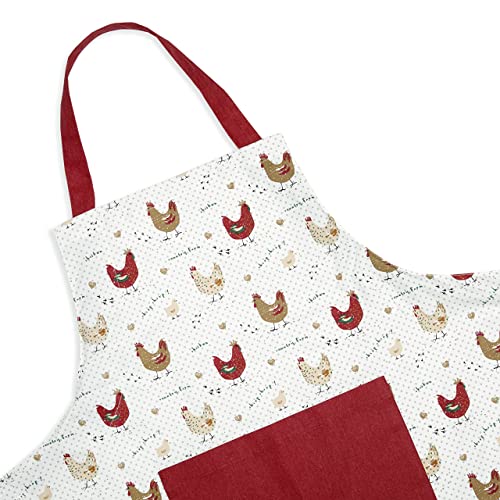 Farmhouse Chicken Cotton Bib Apron Pocket Adjustable Strap