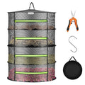 VIVOSUN 4-Layer Mesh Drying Rack Hanging Design with Green Zippers for Dehydrating, Indoor and Outdoor Pruning Shears Included - size: 4 Layer, style: 1 Pack