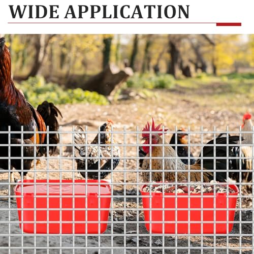 26 PCS Chicken Feeder Cups, 18 OZ Cage Cups for Chickens, Hanging Rabbit Feeder Waterer Cups, Plastic Birds Feeders for Pet Bunny Gamefowl Poultry Parrot(Red)