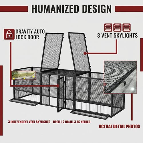 83 Inch Heavy Duty Metal Chicken Coop, Large Portable Chicken Cage with Lockable Feeding Doors and Top Access, Outdoor Rabbit Hutch for Chickens Ducks Geese Bunnies - size: 83.0"L x 27.6"W x 24.0"H