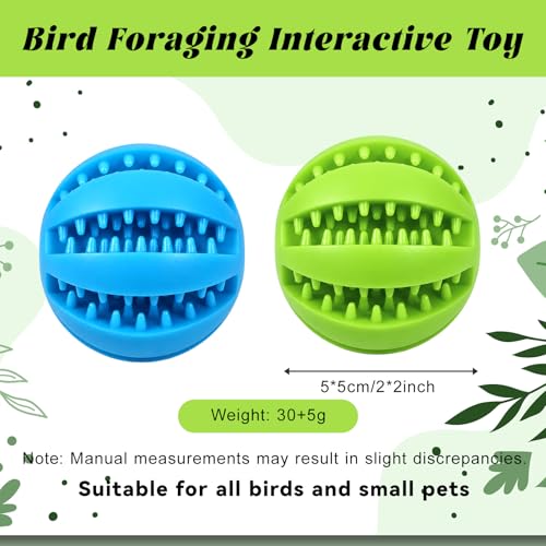 2Pcs Parrot Feeder Chew Toy Balls Interactive Bird Foraging Toys | Plastic Colorful Birds Ball, Soft Chewable Bird Chew Ball, Parakeet Parrots Hamsters, Cockatiel Lovebirds Guinea, Pigs Macaws