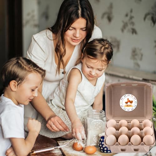 100PCS Vintage Egg Cartons with Labels, Paper Pulp Square Dozen Egg Carton | Classical 3x4 Style Egg Basket Holds Up to One Twelve 12 Count Chicken Eggs, Stickers, Made from Natural Recycled Cardboard - size: Dozen Egg Cartons 100 Pcs Set