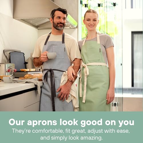 Chef Aprons for Women with Pockets, Adjustable Bib Aprons for Cooking - color: Sage Green