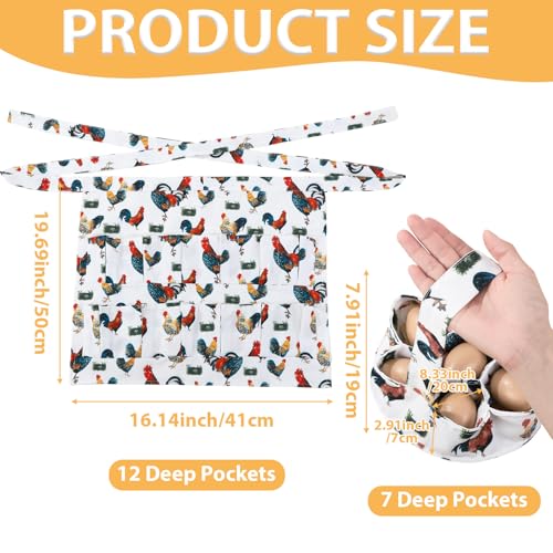 Egg Collecting Apron and Basket, 12 Pouches Chicken Egg Apron, 7 Pouches Chicken Eggs Basket, Collector Chicken Eggs - color: Grass-nest Chicken, Half-body