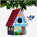 Garden Bird House for Outside Clearance Hanging Outdoors Country Cute Birdhouses for Wren Finchs Chickadee Hummingbird Tree Swallow Cage Kids Nature Lover Bluebird House(Red) - color: Red