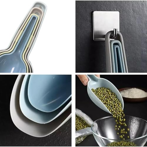 Plastic Scoops for Canisters Pack of 4, Plastic Scoop for Ice Cubes, Flour Scoops Dry Goods Coffee Beans & Cereals - color: Blue (Pack of 4)