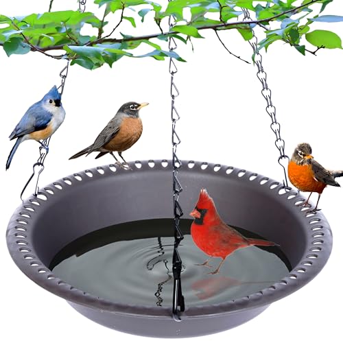 Hanging Bird Bath Bird Feeder 12 inch, 2 Pack Birdbath Tray for Garden Yard Outside, Brown - color: Brown, size: 12 inch 2pcs
