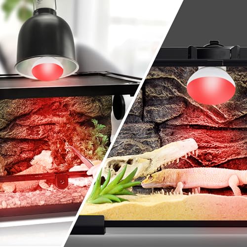 LUCKY HERP Infrared Heat Lamp, 40W Reptile Heat Lamp 2 Pack Red Heat Lamp Bulbs, Infrared Basking Spot Heat Light Bulb, Amphibians Heat Lamp Bulbs for Reptile, Geckos, Snakes, Lizard, Turtle - color: 40-r