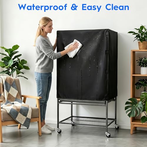 LWFCOEE Bird Cage Cover, 33”L×23”W×41”H Large Birdcage Covers for Night, Waterproof Heavy Duty Cage Covers for Parrot Parakeet, Black