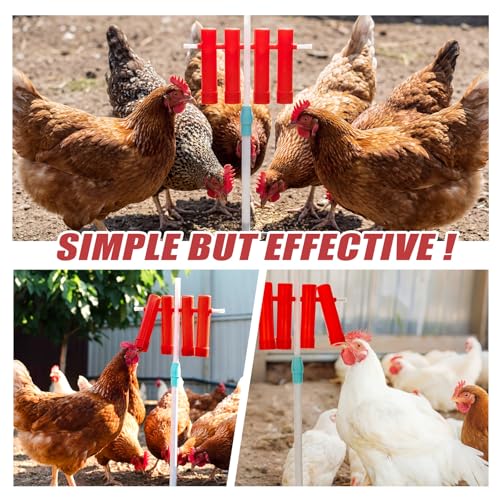 LemonRoad 4 Tube Chicken Treat Dispenser 31.5 Inch Height Adjustable Ground Stake Poultry Feeder Reduces Boredom and Bullying Enrichment Coop Accessories for Hens and Ducks