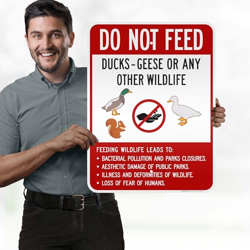 Do Not Feed Ducks Geese Or Any Other Wildlife Sign Sign, 18x24 Inches, 3M EGP Reflective .080 Aluminum, Fade Resistant, Made in USA by My Sign Center - size: 18x24 Reflective Aluminum