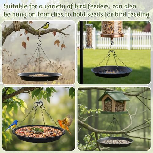 2 Sets 12.8'' Bird Seed Catcher Tray, Bird Feeder Platform Large Hanging Tray Squirrel Feeder Fits Most Feeders Catches Most Falling Seed and Husk for Outdoors, Backyard, Garden