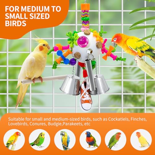 Bird Toys, Parrot Pullable Stainless Steel Cup Colorful Acrylic Stick Chew Toys for Amazons Mini Macaws African Greys Cockatoos Conures,Cockatiels, Lovebirds，Parrotlet，Eclectus (White) - color: White