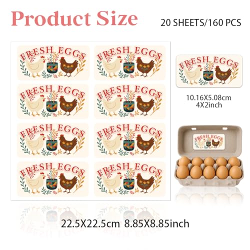160 Pcs Farm Fresh Egg Carton Labels, Funny Egg Carton Labels Waterproof PET Adhesive Egg Packaging Sticker for Box Container Carton Farm Supplies - color: Funny Style