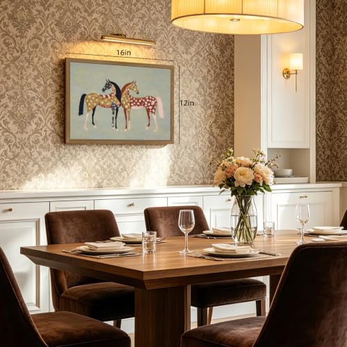 CGXY Vintage Folk Horse Wall Art, Farmhouse Ranch Equestrian Poster Print, Rustic Western Horse Wall Decor, Colorful Patterned Animal Artwork for Living Room Bedroom Wood Framed 12x16 Inch - color: Horse, size: 16"L x 12"W