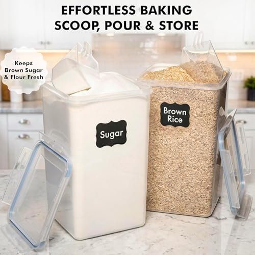 2 PC [7 Qt / 6.5L / 220 Oz] Large Food Storage Containers with Lids Airtight - BPA Free Clear Plastic Kitchen and Pantry Storage Containers for Cereal, Flour, Sugar, Rice - color: Clear - 2 Pack