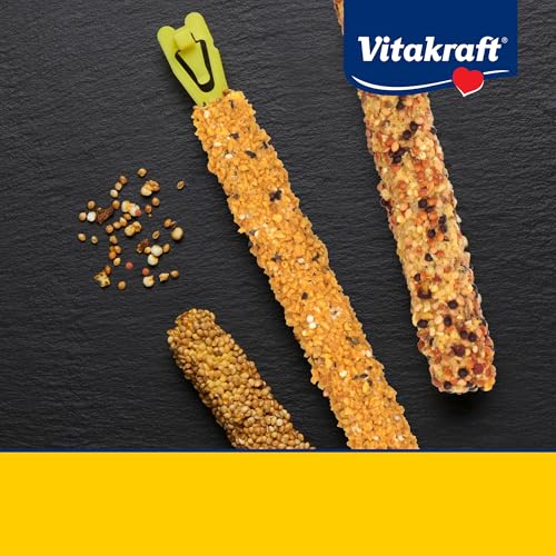 Vitakraft Crunch Sticks Parakeet Treat - Triple-Baked Millet Parakeet Treats with Natural Wood Center - Crunchy & Nutritious Bird Treat Sticks for Small Animals (12 Count, Honey, Egg, and Apple) - size: 2.5 Ounce (Pack of 4)