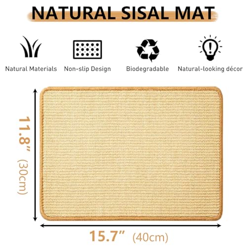 2PCS Rabbit Scratch Mat, Natural Bunny Pad Claws and Teeth Care, 16x12 | Bunny Scratching Pad Rabbit Mats for Cages, Rabbit Mat Chew Toys for Bunny Pet Cage Bedding for Biting Sleeping Nesting - size: 16"x12"