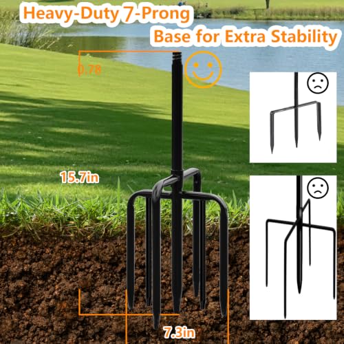 Shepherds Hooks for Outdoor,110in Bird Feder Pole with 7-Prong Base | Heavy Duty Double Garden Hooks for Hanging Plants, Hummingbird Feeders, Solar Lights, Lanterns - color: double hook-110IN-1PACK