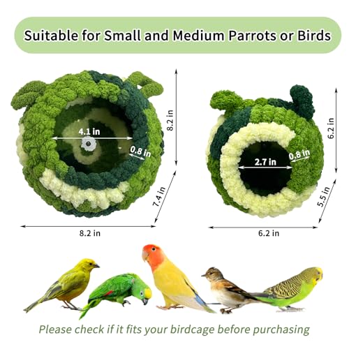 Hamiledyi Bird Nest Warm Snuggle Hut Bird Bed Fluffy Bird Sleeping Bed Parrot Nest Hammock Bird Shed Hut House Plush Snuggle Bird Hammock for Parakeets Cockatiels Conures Lovebirds (Medium) - size: Medium