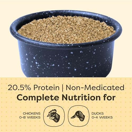 Scratch and Peck Feeds | Starter Crumbles for Chickens & Ducks | 10 lb Pouch, 20.5% Protein, Corn & Soy Free, Certified Organic & Non-GMO Project Verified, Complete Nutrition - size: 10 Pound (Pack of 1), style: Starter