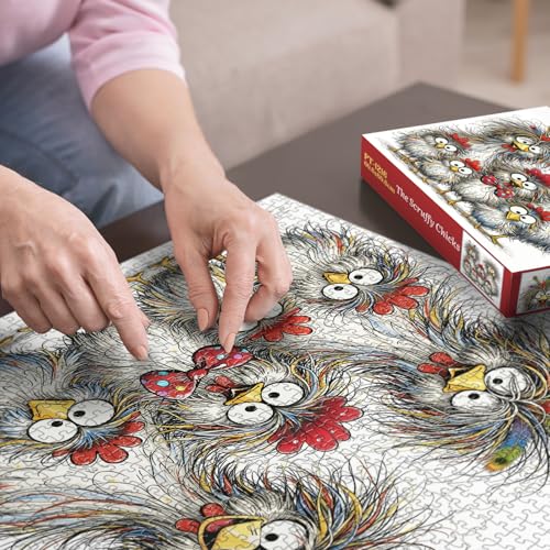 Fantasy Chicken Puzzles for Adults 1000 Pieces, Funny Bird Art Jigsaw Puzzles, Impossible Animal Rooster Puzzles - color: Pt-1216