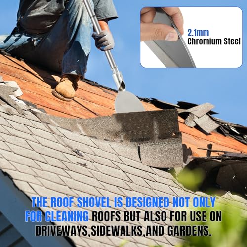 Paint Floor Scraper Tool, Wallpaper Removal, Garden Flat Shovel | for Sticker Remove, Tile Gum Glue Stains Cleaning Tools, Snow Ice Shovel for Driveway-Long Handle Stainless Steel