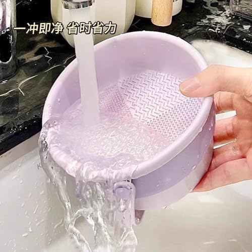 Silicone makeup brush cleaning bowl, powder puff storage rack, makeup egg cleaning workpiece, cosmetic makeup brush cleaning tool (Purple) - color: Purple