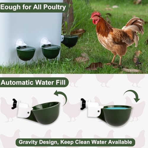 Chicken Waterer 8-Pack Automatic Chicken Waterer Cups - No Waste Poultry Watering Solution for Chicken, Duck, Goose, Turkey with Easy Mounting System Poultry Waterer