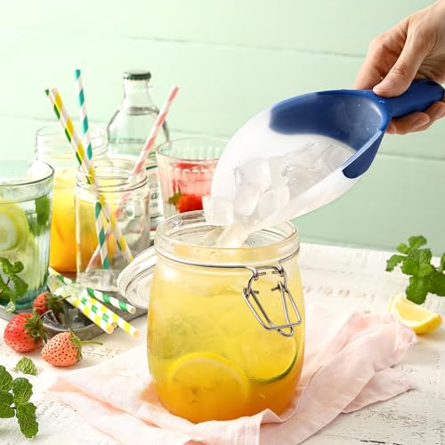 Spring Chef Magnetic Ice Scoop for Freezer, BPA-Free Food Scooper, Sapphire | Flexi-Plastic Popcorn Scoop with Soft Grip Handle - Dishwasher Safe Ice Scooper - Food Scooper for Flour, Grains, Pet Food - color: Sapphire