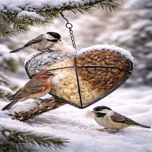 Handmade Alpaca Fiber Bird Nesting Heart,Hummingbird Houses Art Bird nest Box &Wild Birds nest Material Holder Outdoor Garden,Gift for Bird Lovers(1PCS) - color: Undyed Natural