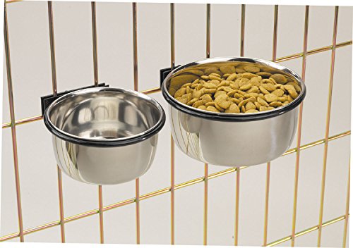 ProSelect 8-Ounce Stainless Steel Coop Cups for Pet Food – Pet Bowls Attaches Securely to Cage with Plate and Wingnut - size: 8 Ounces