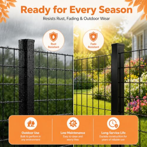 Welded Wire Fence Roll 16GA Black Coated Steel Wire Mesh, Heavy Duty Garden Fencing for Dog Fence, Poultry Enclosure, Vegetable Garden & Flower Border (40 in x 99 ft) - size: 40 in x 99 ft