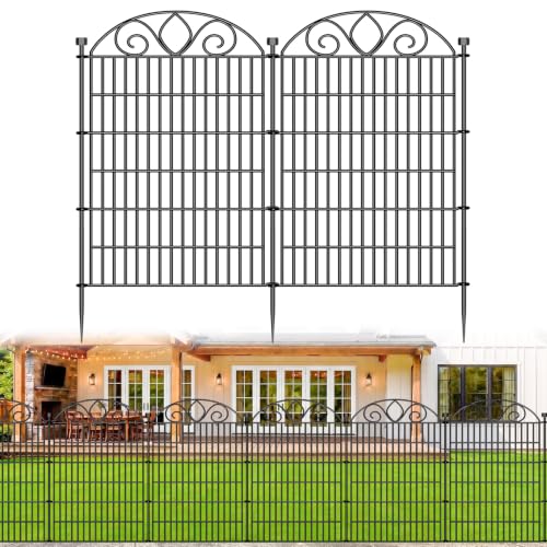 No Dig Garden Fence Outdoor for Yard, 10 Panels | 44in(H) x23.6ft(L) Rustproof Metal Animal Barrier, Temporary Dog Fence, Decorative Fencing for Flower Bed, Patio, and Pet - size: 44 in(H) X 23.6 ft(L)