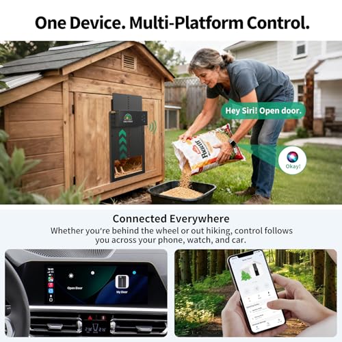 Smart Automatic Chicken Coop Door Solar Powered, WiFi App-Controlled, Door Status Display, 8000mAh Battery, Notifications, Sunrise Sunset Timer, Anti-Pinch Protection, Predator Proof Aluminum Alloy