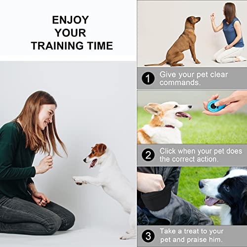 Left&Right Dog Clicker Training Kit,Silicone Dog Training Treat Pouch and Dog Clickers,Dog Treat Bag with Clicker Training for Dogs,Pet Treat Bag with Magnetic Buckle Closing and Waist Clip,Black - color: Black