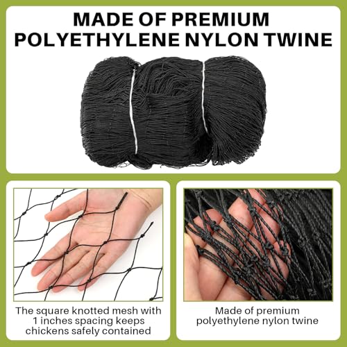 25 x 25 ft Aviary Bird Netting Chicken Netting Commercial Grade Heavy Duty Knotted 2 inch Mesh for Chicken Coops Poultry Blueberries Fruit Trees Net Aviary Garden - size: 25 x 25ft, 2 inches