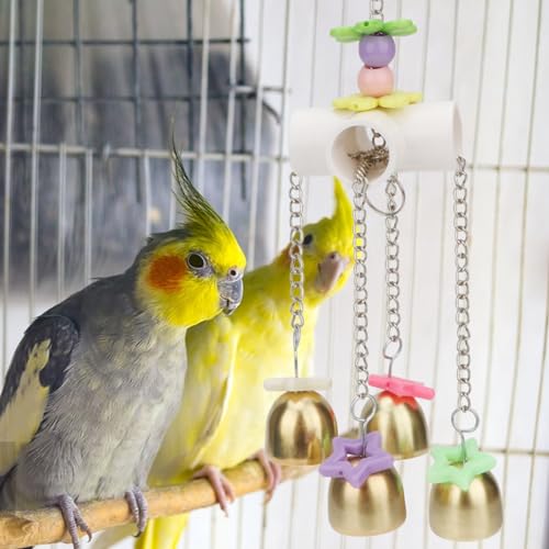 Wontee Bird Parrot Bells Toy with Sweet Sound for Parakeet Cockatiel, B | Durable metal, bite-resistant for chewers, sweet sound grabs bird attention, reduces boredom & stress, for budgie/conure - style: B (Bird Bell Toy)