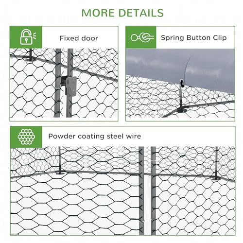 PawHut Large Chicken Coop Polygon Shaped Walk in Fence Cage 17.1'x15.7'x9' | Metal Chicken Run with Waterproof and Anti-UV Cover, Hen House for Outdoor and Yard Farm Use, 1" Dia