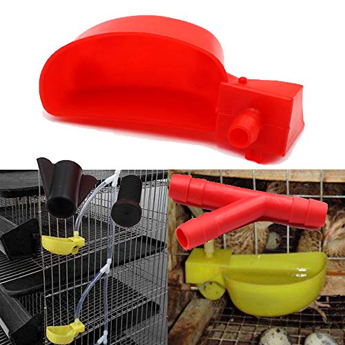 10set Quail Waterer Automatic Bird Water Cups for Cage Hang Drinker Poultry Bird Watering System (Red) - color: Red