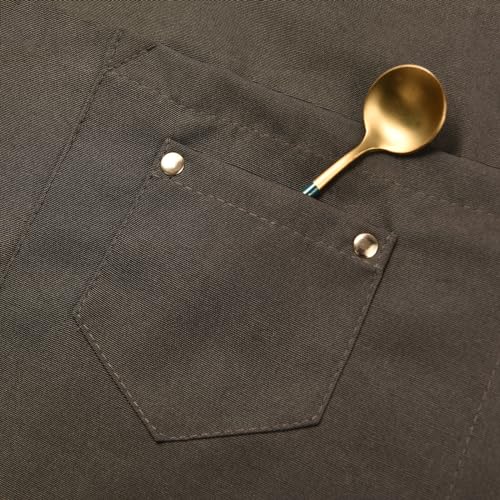 Tosewever Art Aprons for Women Painting Pottery Baking, Mens Buckle Straps Kitchen Apron with Pockets for Chef Cooking - color: Grayish Green