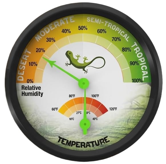 3“ x 3" x 0.9" Reptile Thermometer and Humidity Gauge | Terrarium Thermometer and Hygrometer | Mechanical No Battery | Gecko Lizard Turtle Tank Humidity Meter